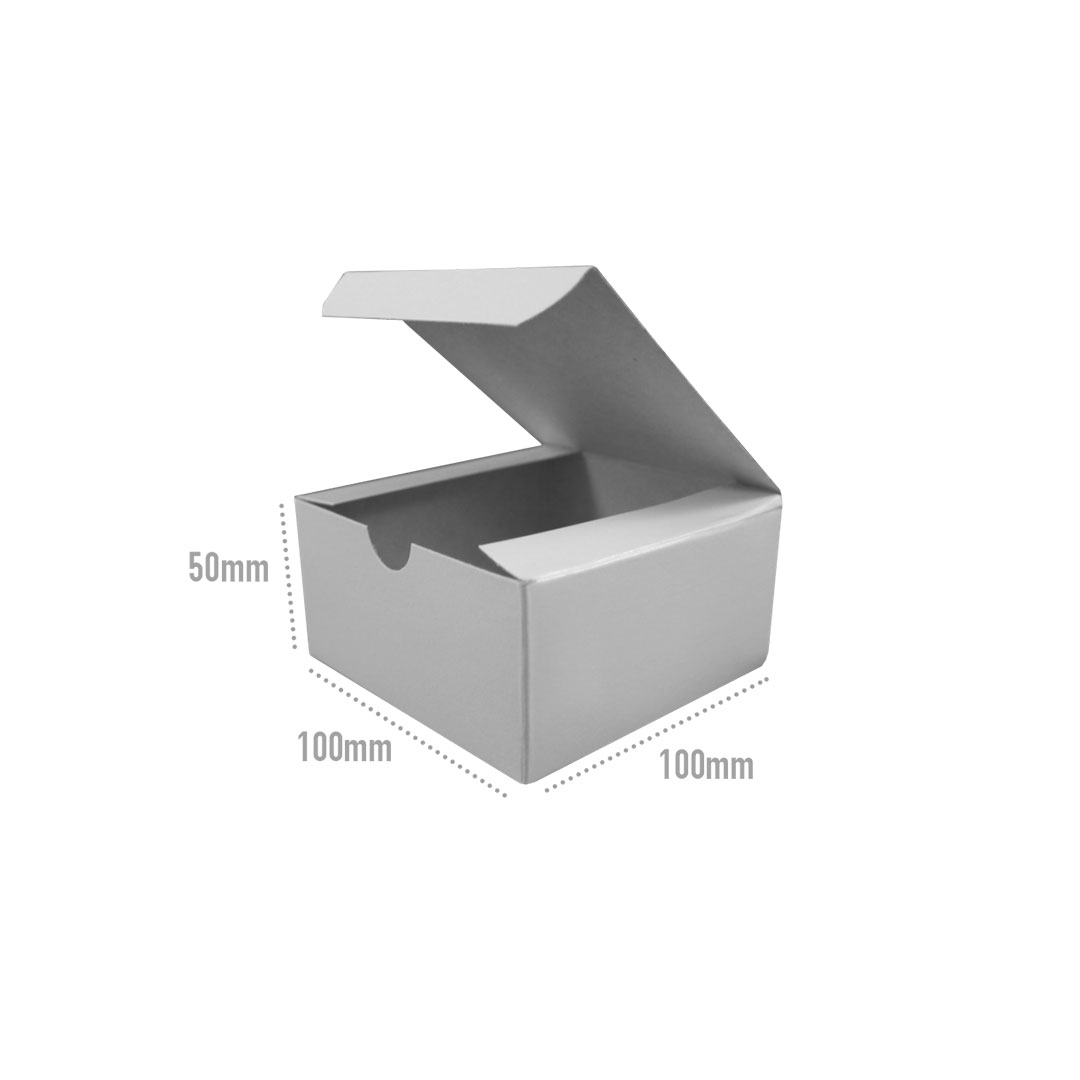 Square White Flat Pack Boxes, 100 x 100 x 50 mm | APL Packaging