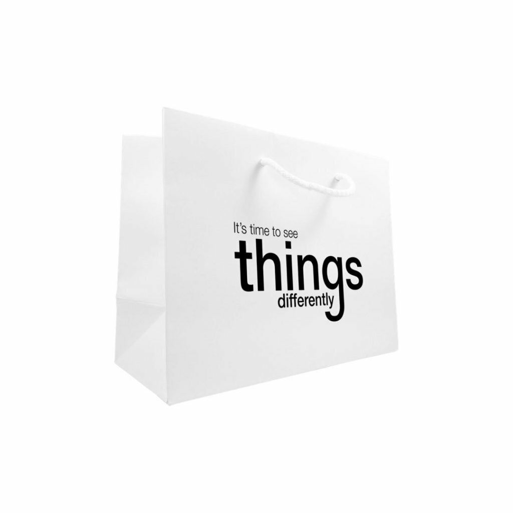 Eco Friendly Printed White Rope Handle Bags 25 Cm Wide APL Packaging
