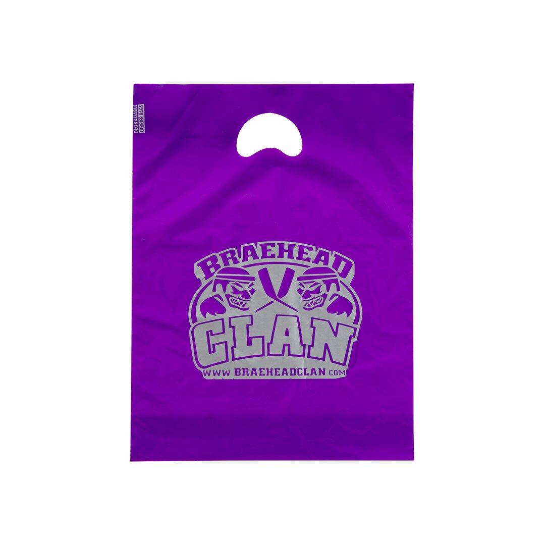 Printed Purple Plastic Bags, 30 cm wide | APL Packaging