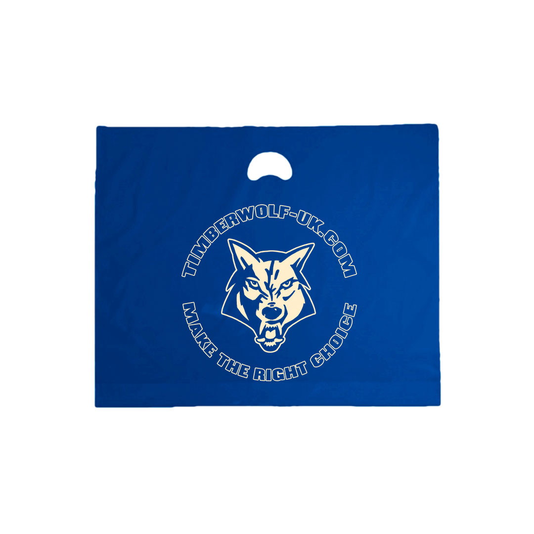 Printed Royal Blue Plastic Bags, 55 cm wide | APL Packaging